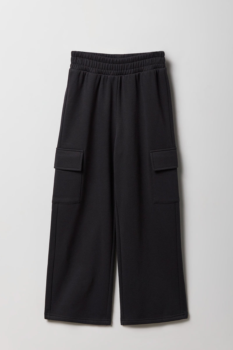 Girls Fleece Wide Leg Cargo Sweatpant