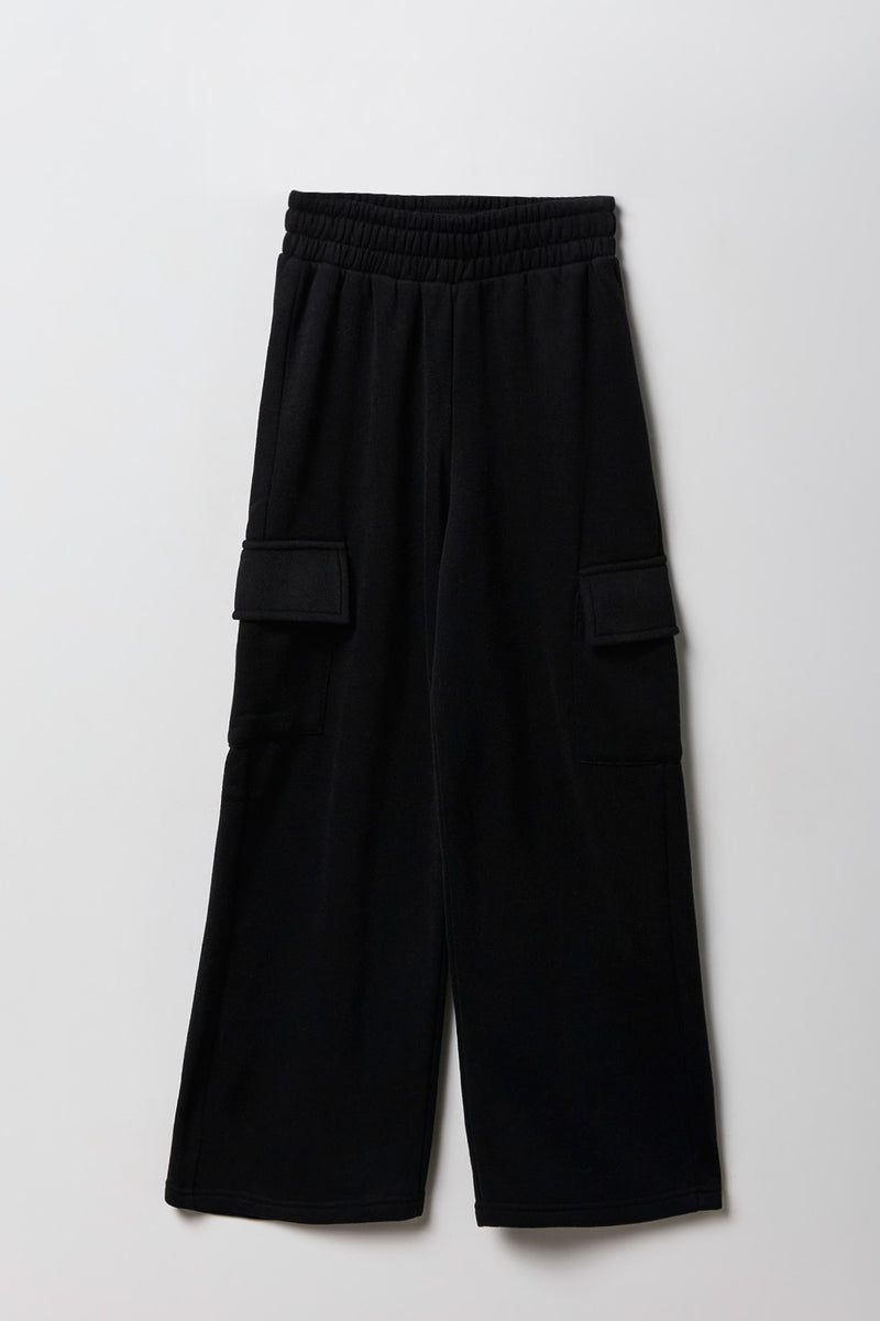 Pantalon d'entraînement cargo à jambe large en molleton pour fille