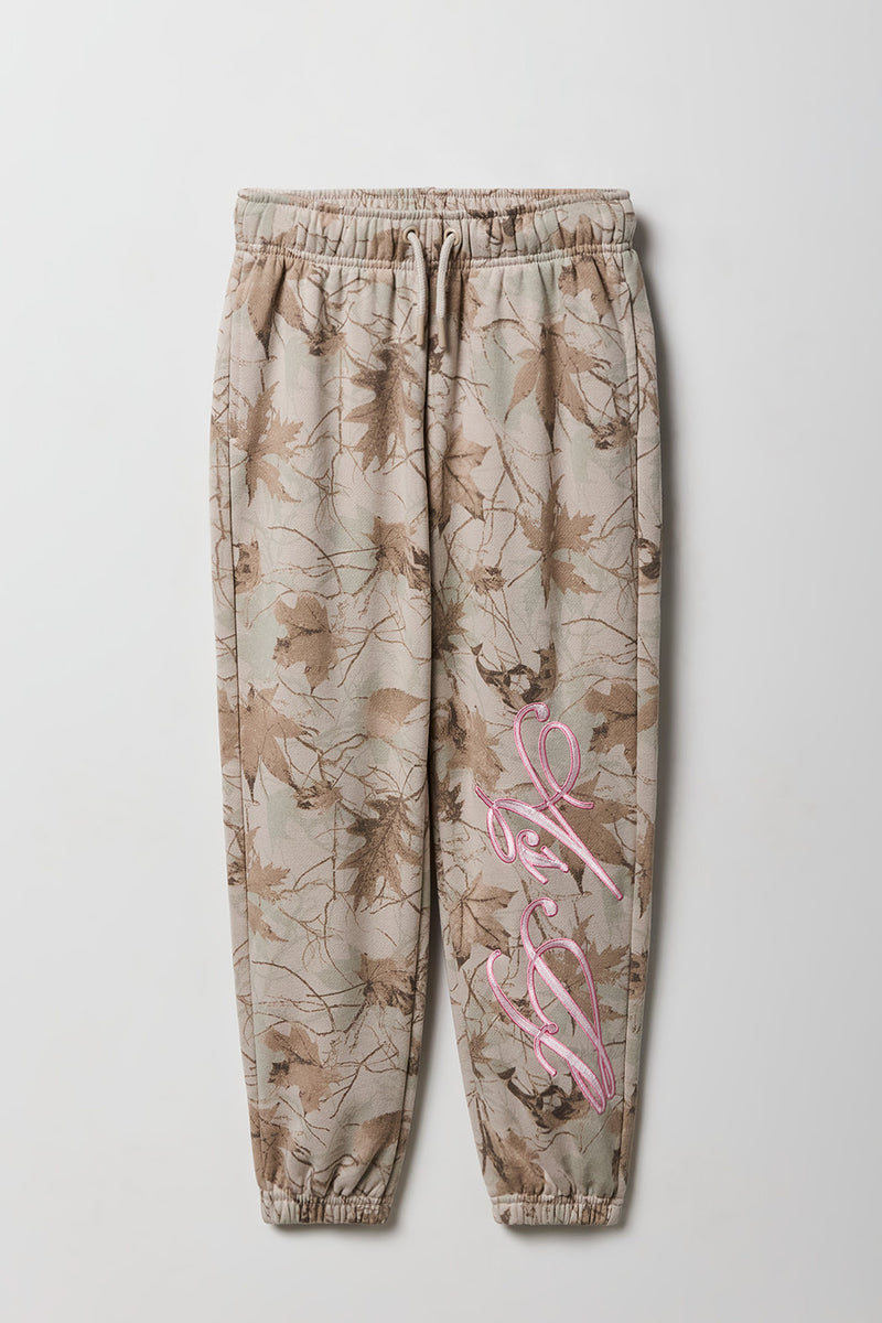 Girls Oversized Embroidered Fleece Jogger