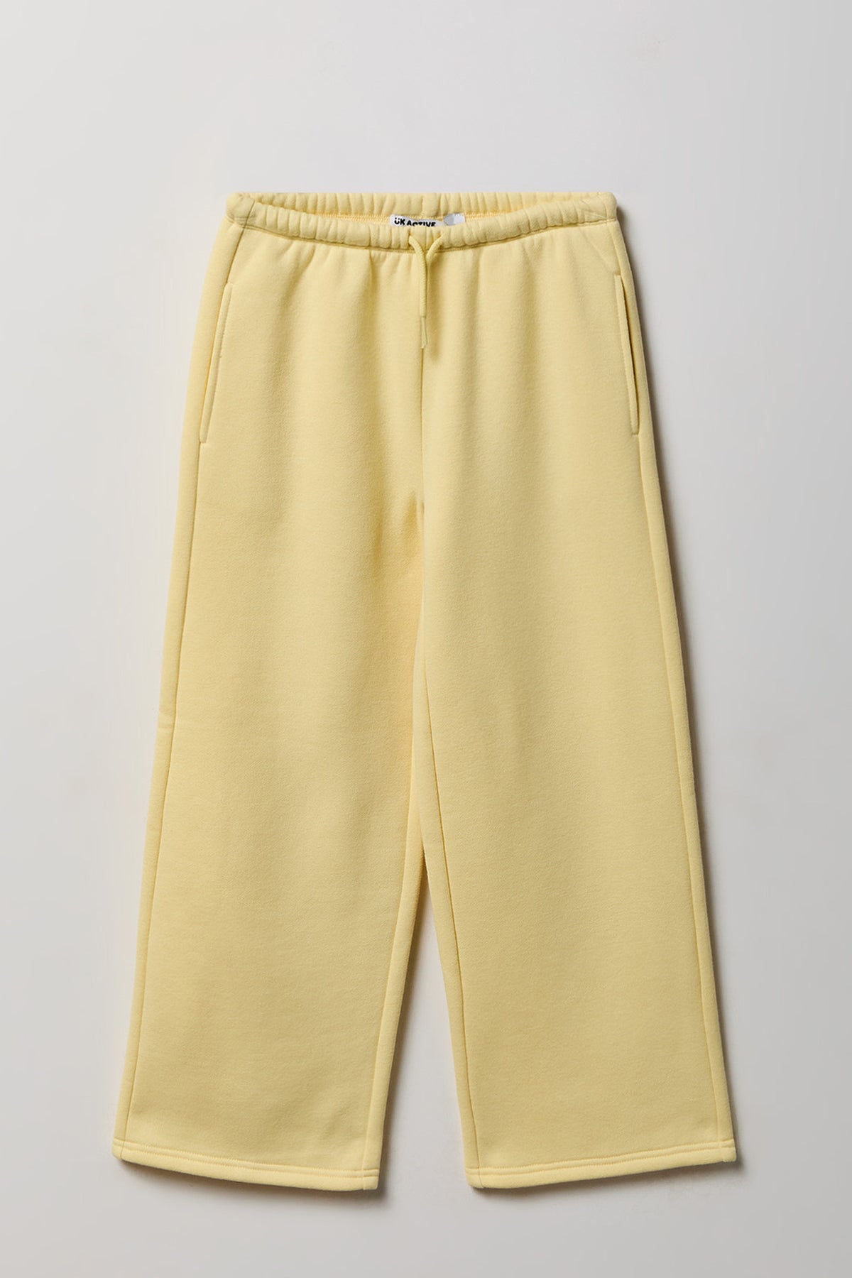 Girls Luxe Fleece Wide Leg Sweatpant - Pale Yellow