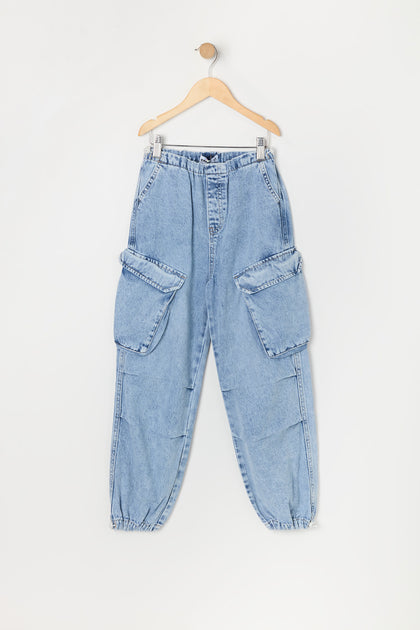 Jogger cargo en denim pour fille