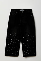Jean super baggy mi-taille clouté avec coeur pour fille