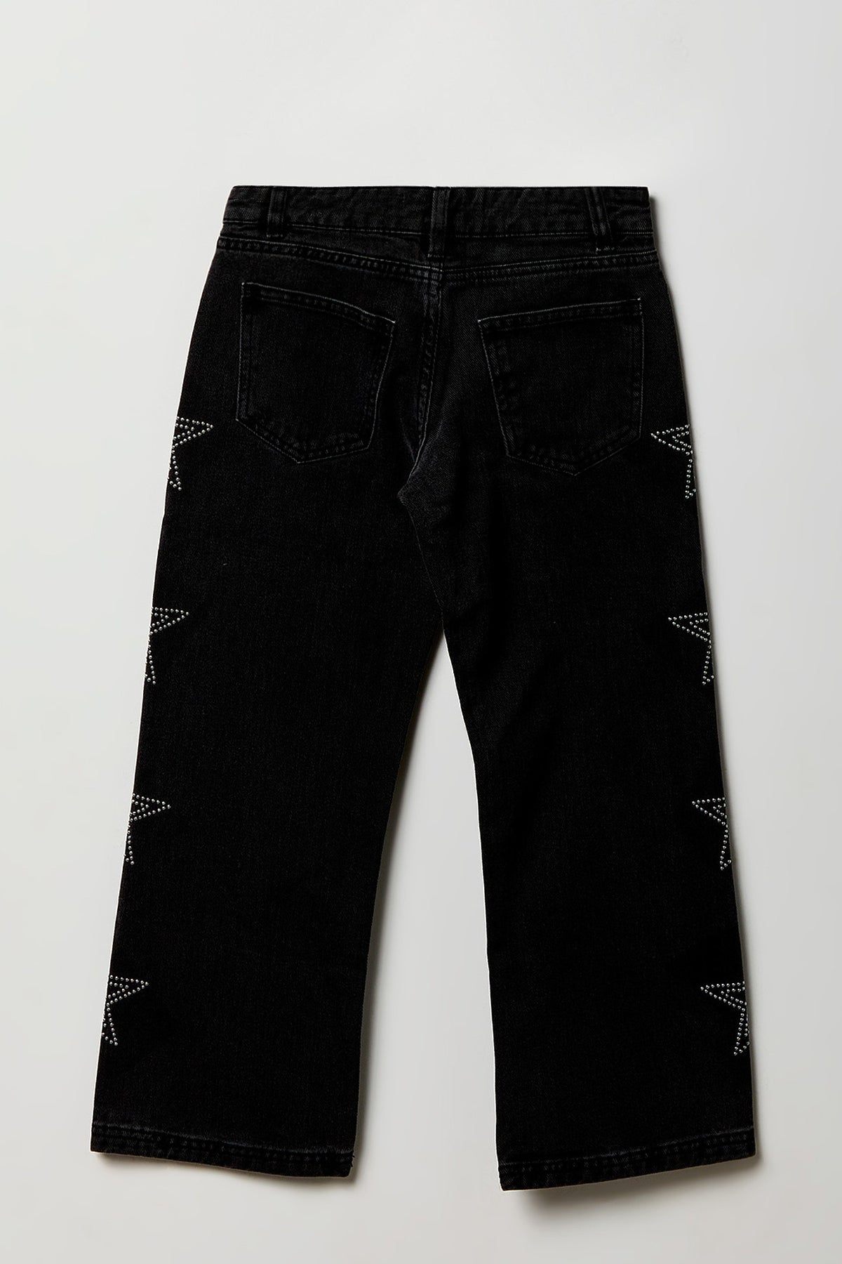 Vue alternative 2. Jean  baggy à taille basse clouté avec étoile pour fille