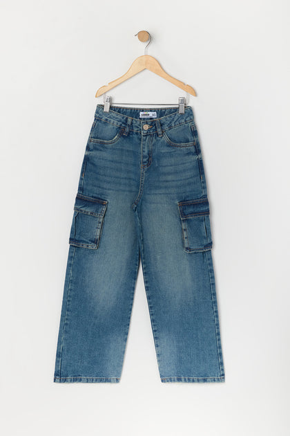 Girls Wide Leg Cargo Jean