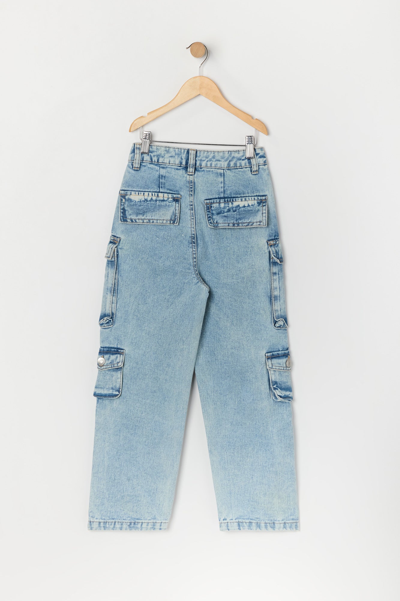 Jean cargo à jambe large avec poches multiples pour fille