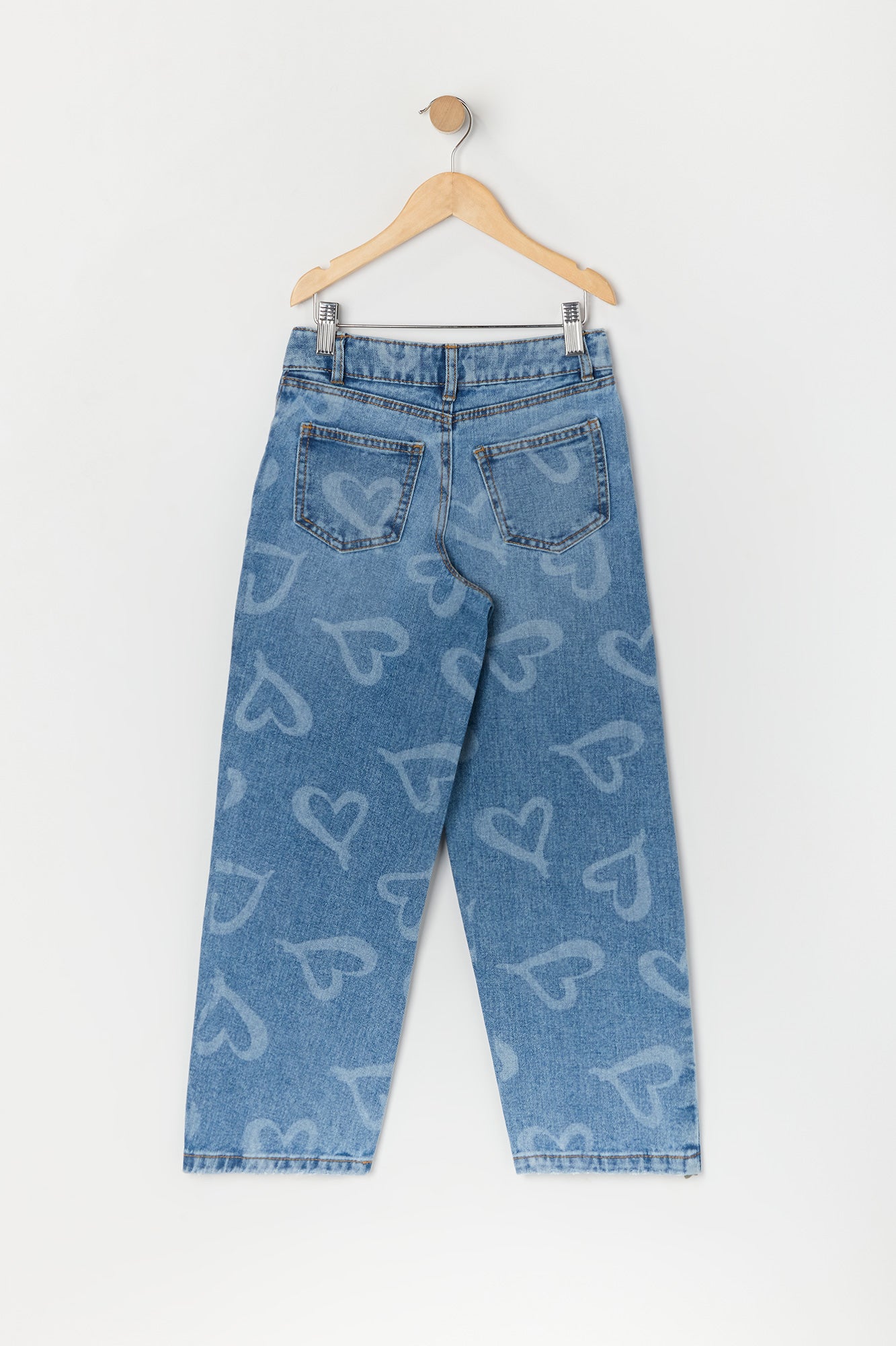 Jean à jambe large avec motif de coeur pour fille