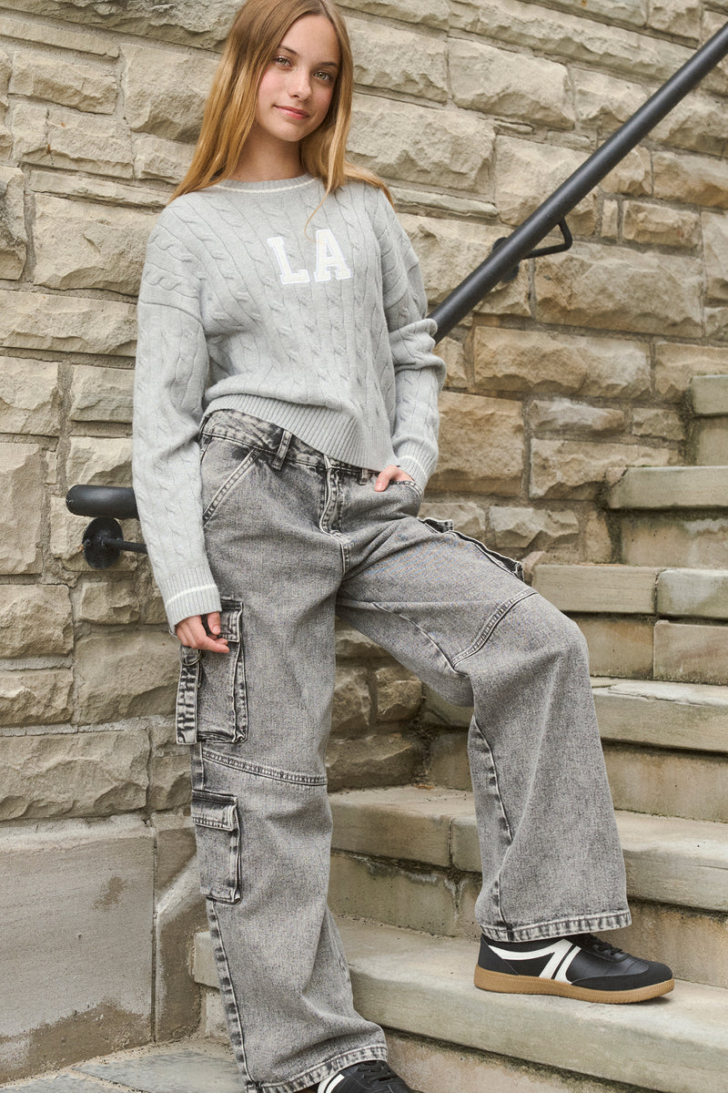 Girls Barrel Leg Cargo Jean