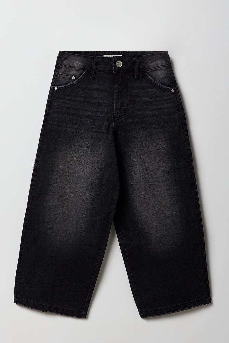 Jean rigide de menuisier à jambe large pour filles