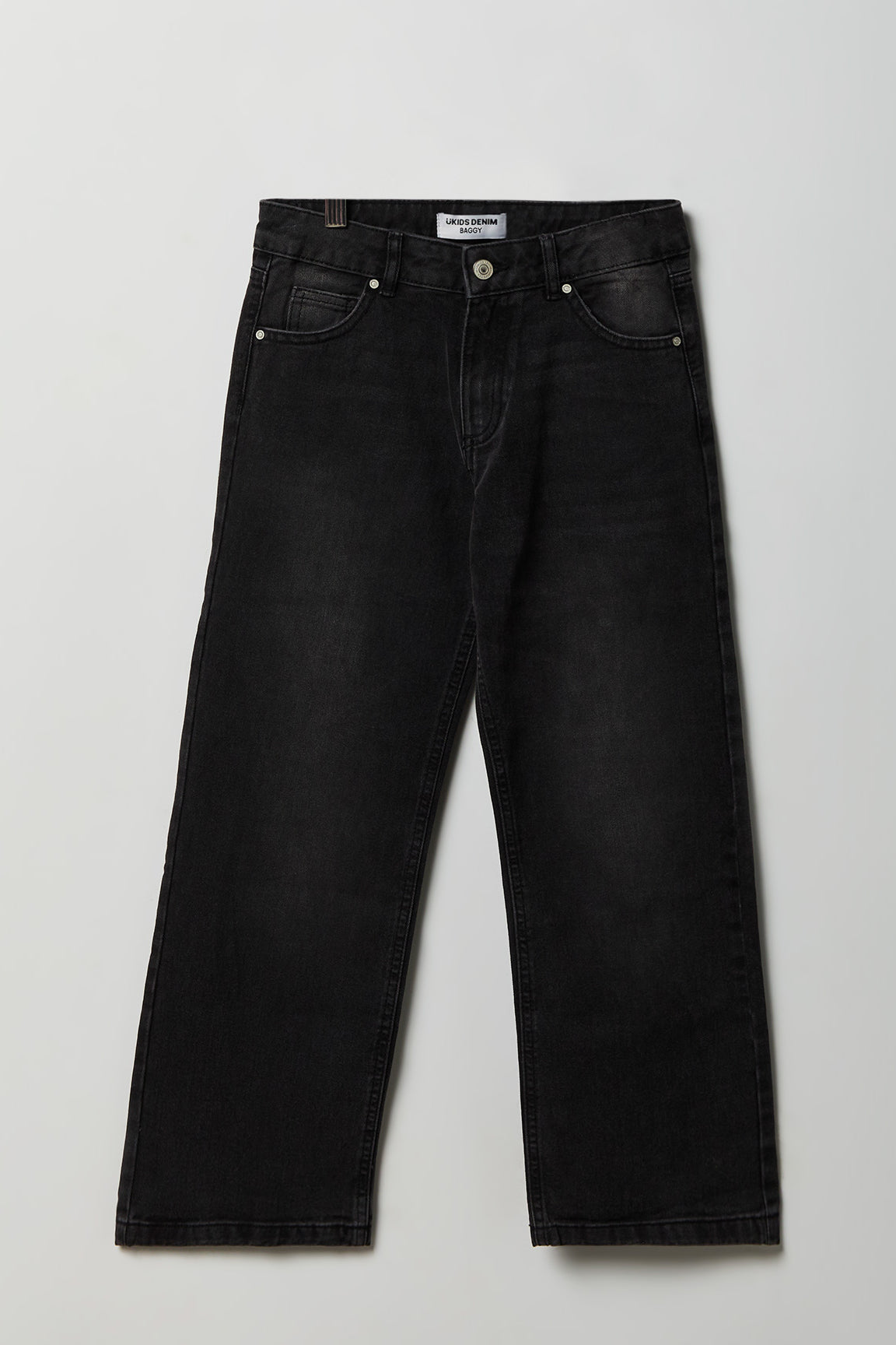 Girls Low Rise Rhinestone Baggy Jean - Black
