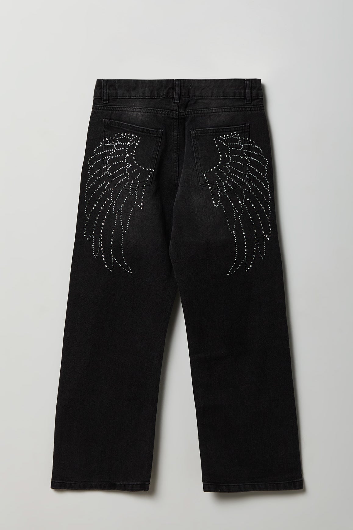 Alt View 2. Girls Low Rise Rhinestone Baggy Jean - Black