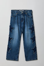 Jean baggy à taille basse avec empiècement Étoile pour fille