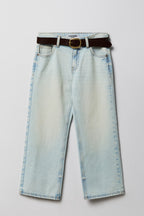Girls Low Rise Belted Baggy Jean