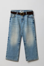 Girls Low Rise Belted Baggy Jean
