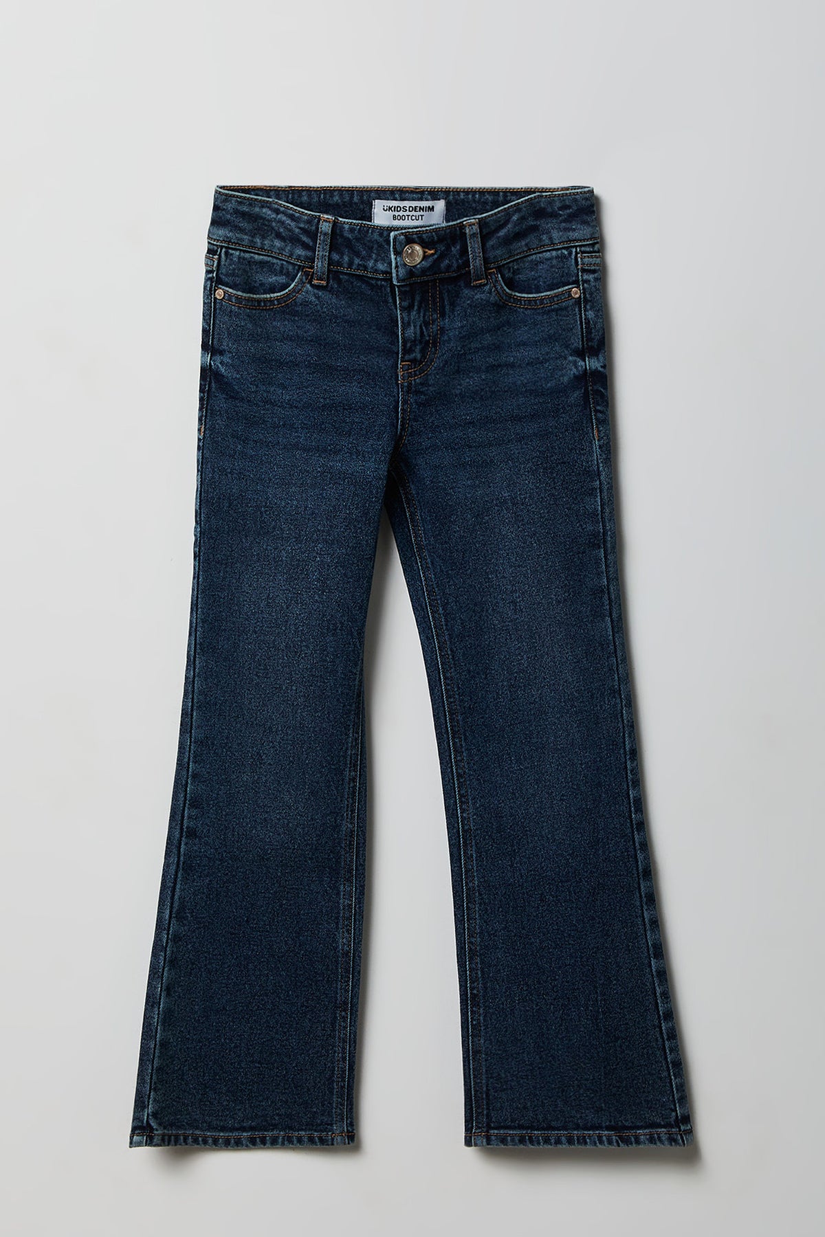 Jean extensible à jambe semi-évasée et taille basse