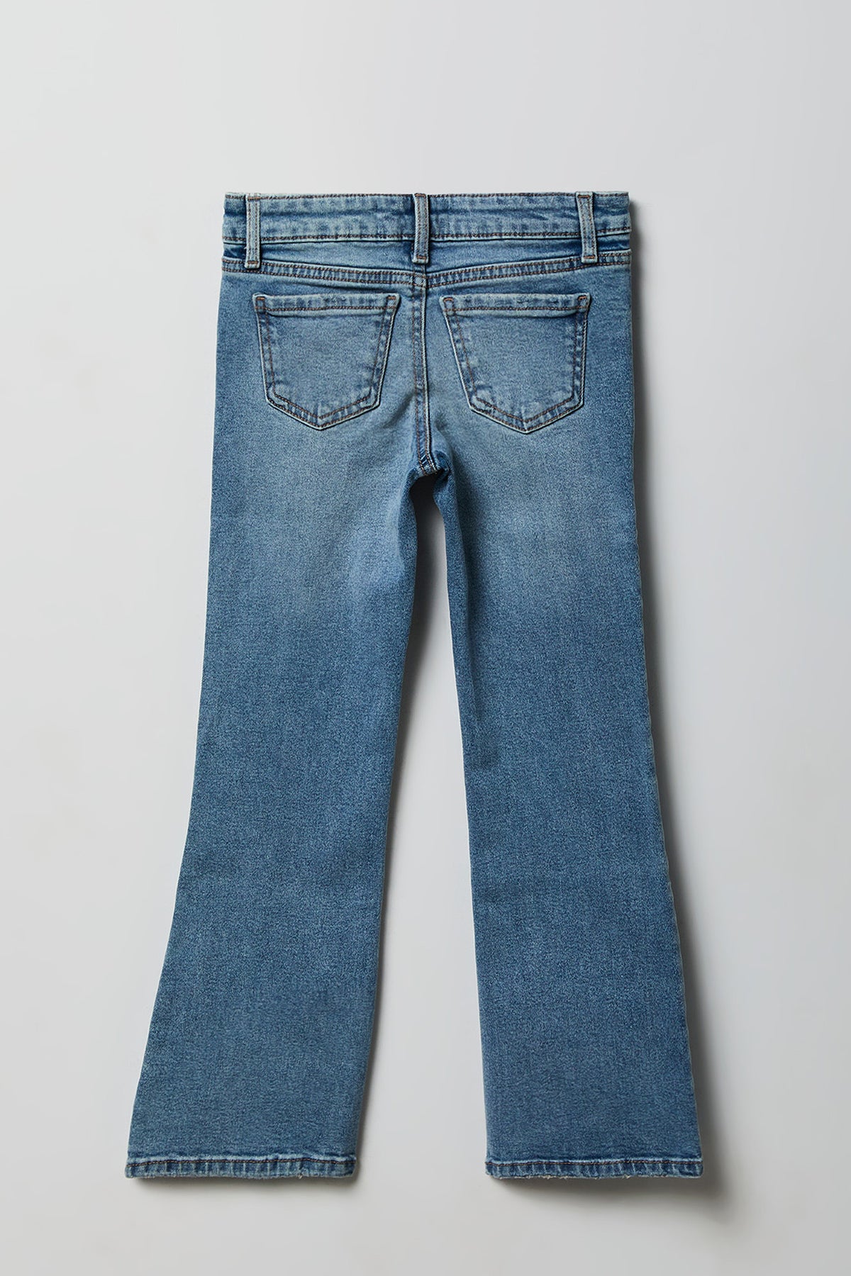 Alt View 2. Girls Stretch Low Rise Bootcut Jean - Medium Blue