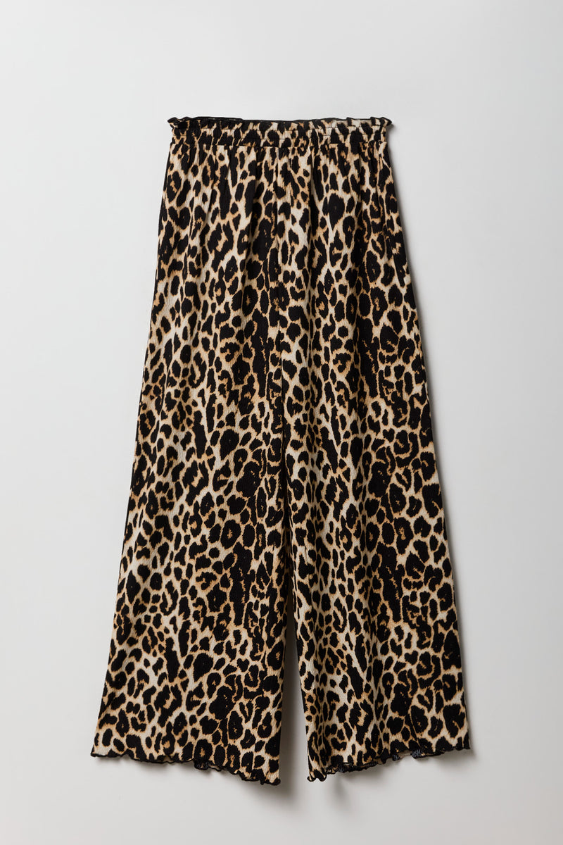 Pantalon à jambe large froissé pour fille