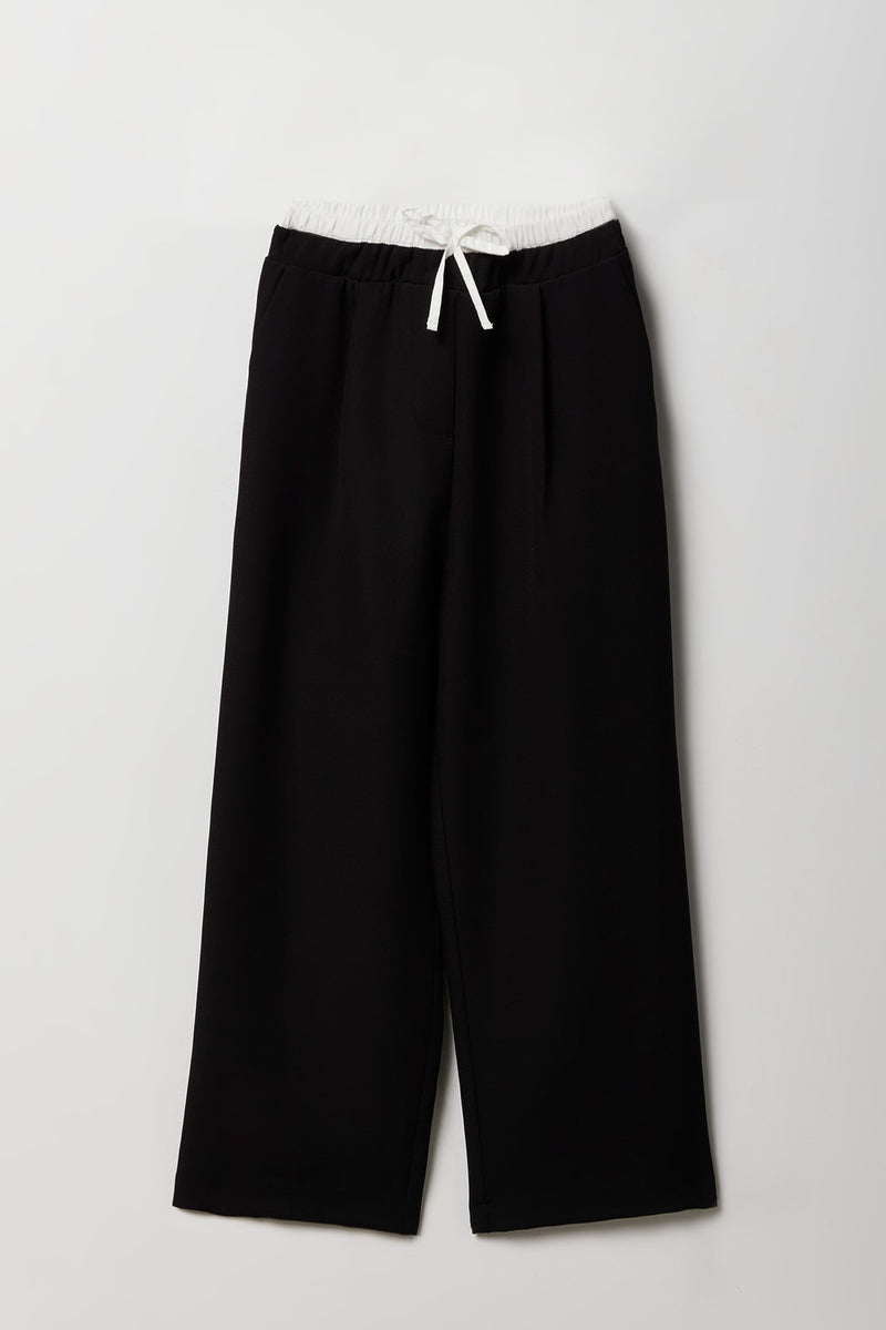 Pantalon habillé avec bande de taille double pour fille