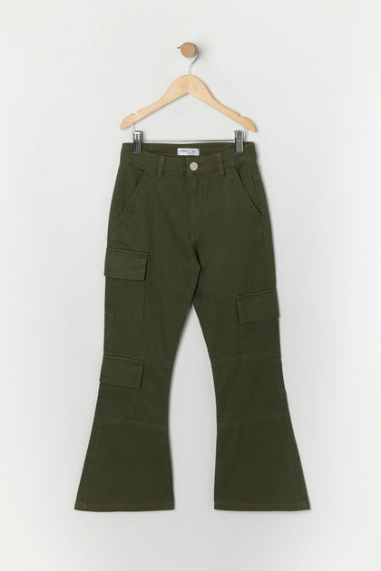 Pantalon cargo à jambe évasée pour fille