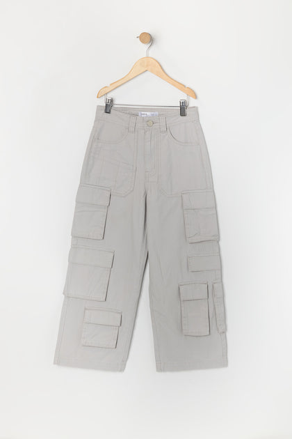 Pantalon cargo à jambe droite avec six poches pour fille