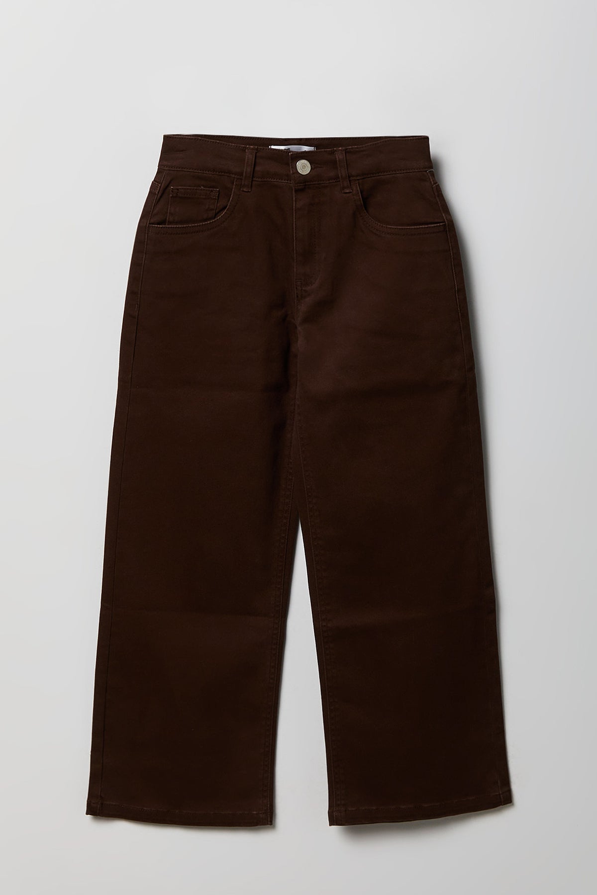 Alt View 2. Girls Embroidered Patch Baggy Jean - Brown