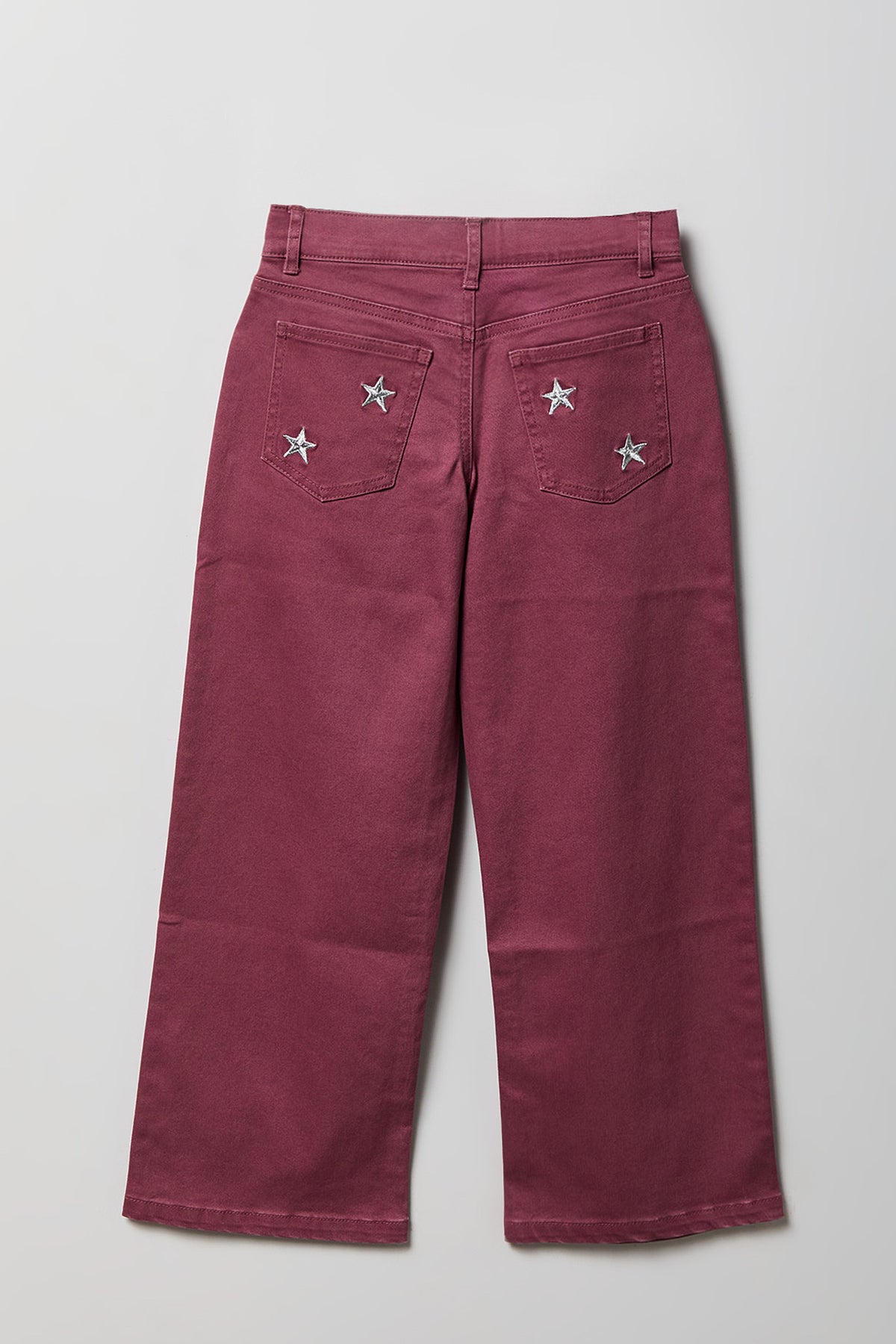 Girls Embroidered Patch Baggy Jean - Mauve
