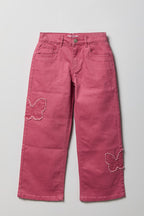 Girls Embroidered Patch Baggy Jean