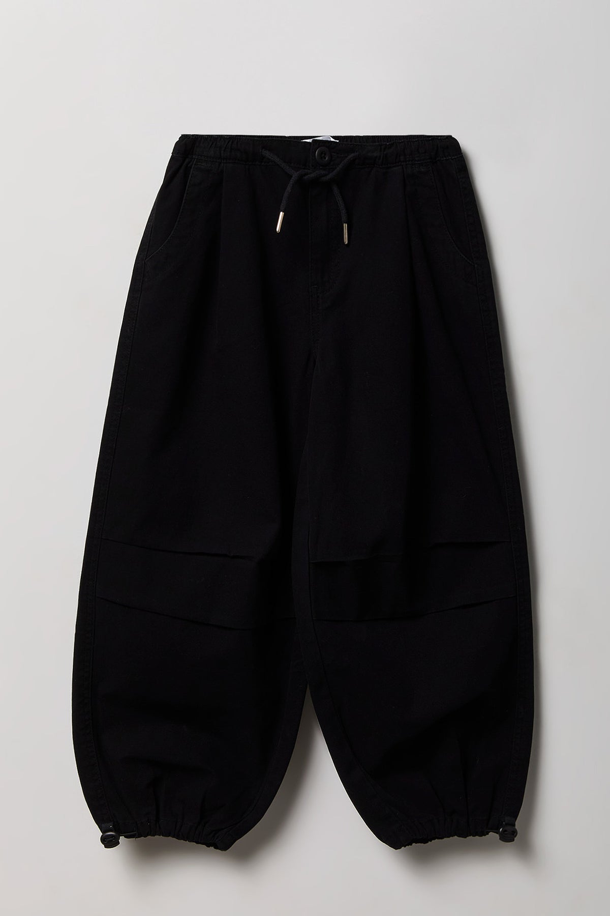 Girls Toggled Parachute Canvas Pant - Black