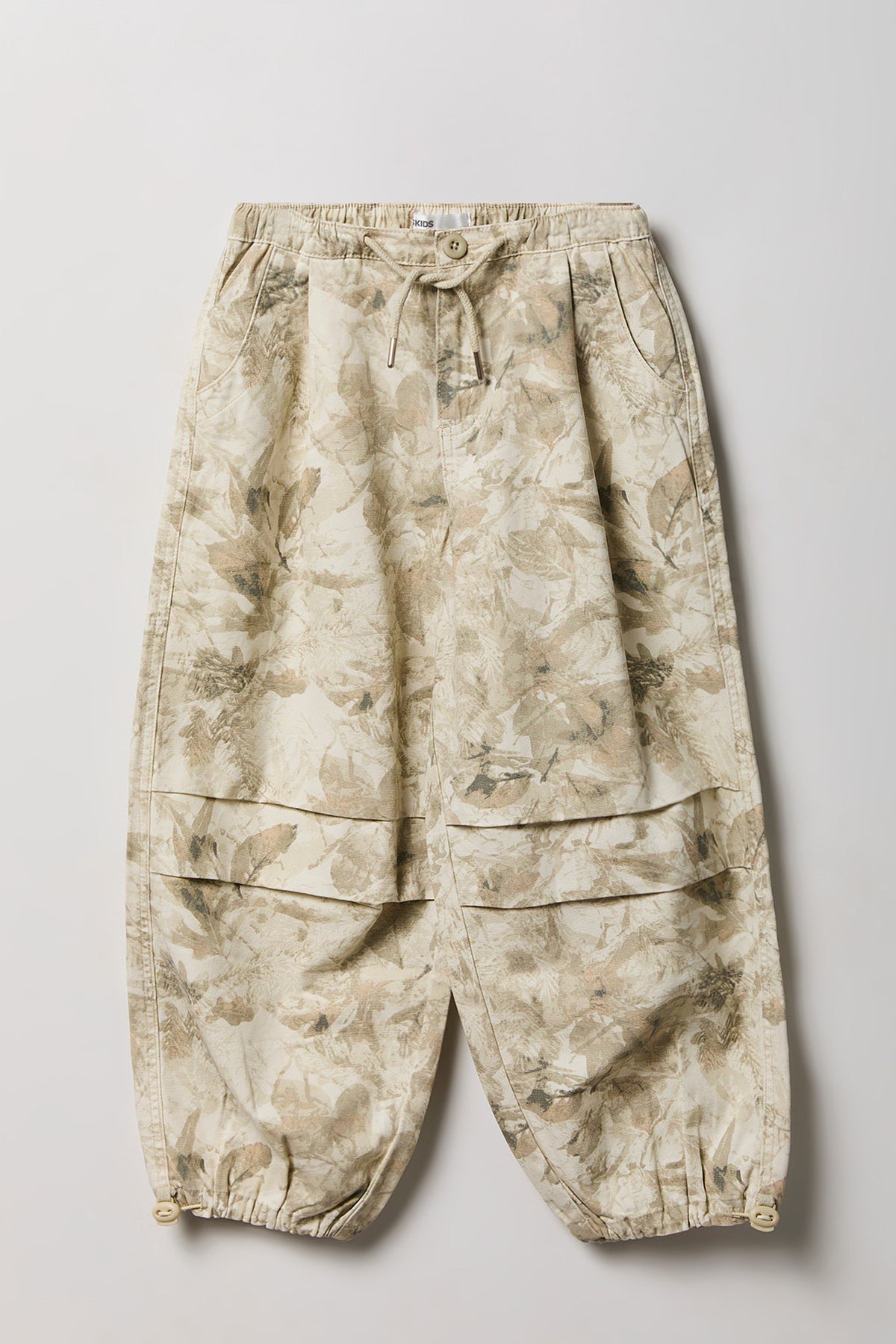 Girls Toggled Parachute Canvas Pant - Beige