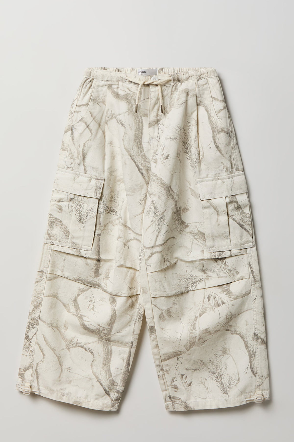 Girls Cargo Parachute Pant - White