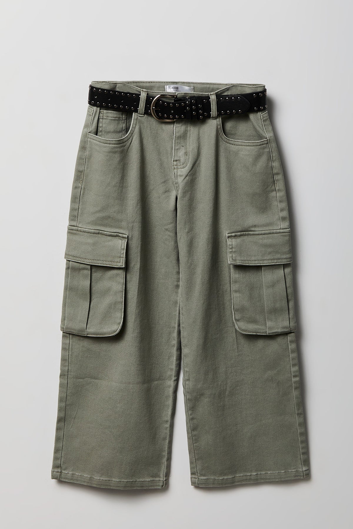 Jean baggy cargo avec ceinture pour fille