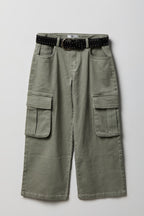 Jean baggy cargo avec ceinture pour fille