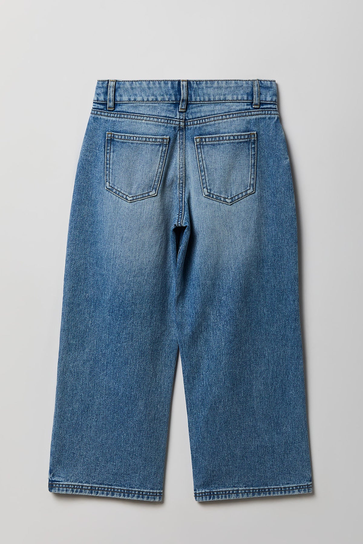 Alt View 2. Girls Ripped Mid Rise Super Baggy Jean - Medium Blue