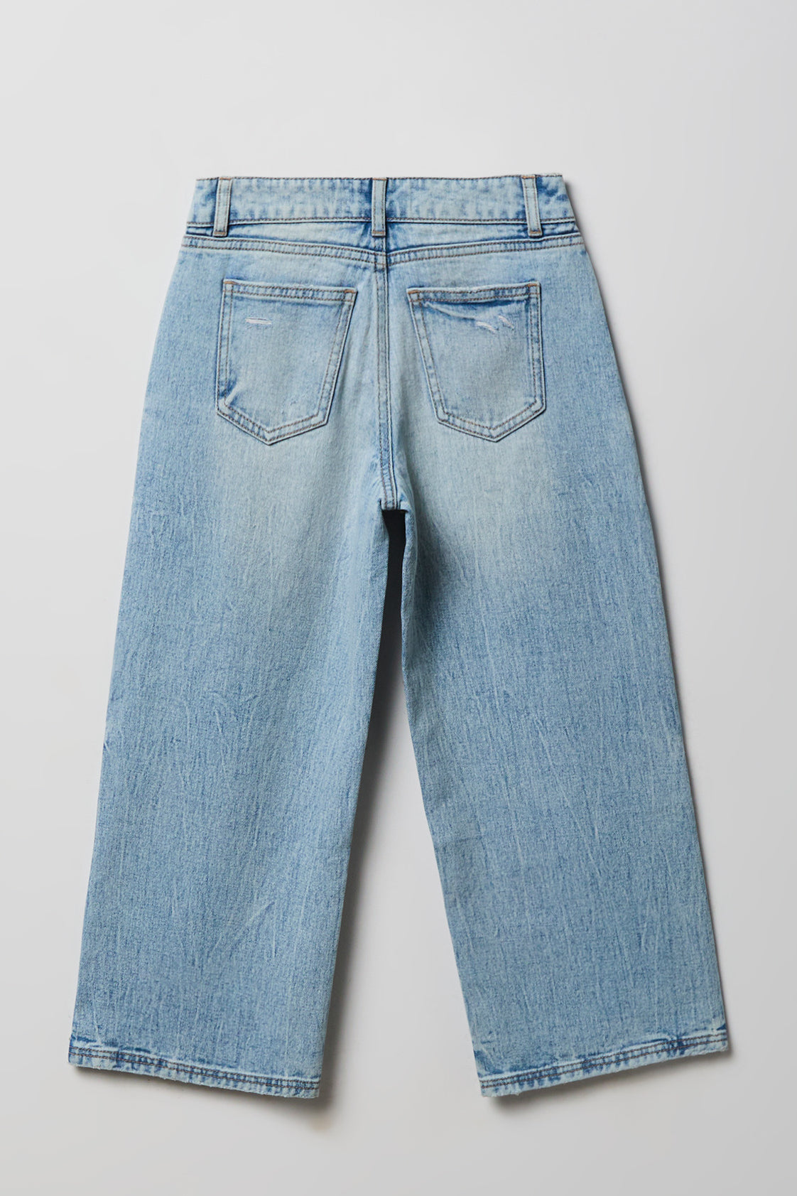 Alt View 2. Girls Ripped Mid Rise Super Baggy Light Jean - Light Denim Blue