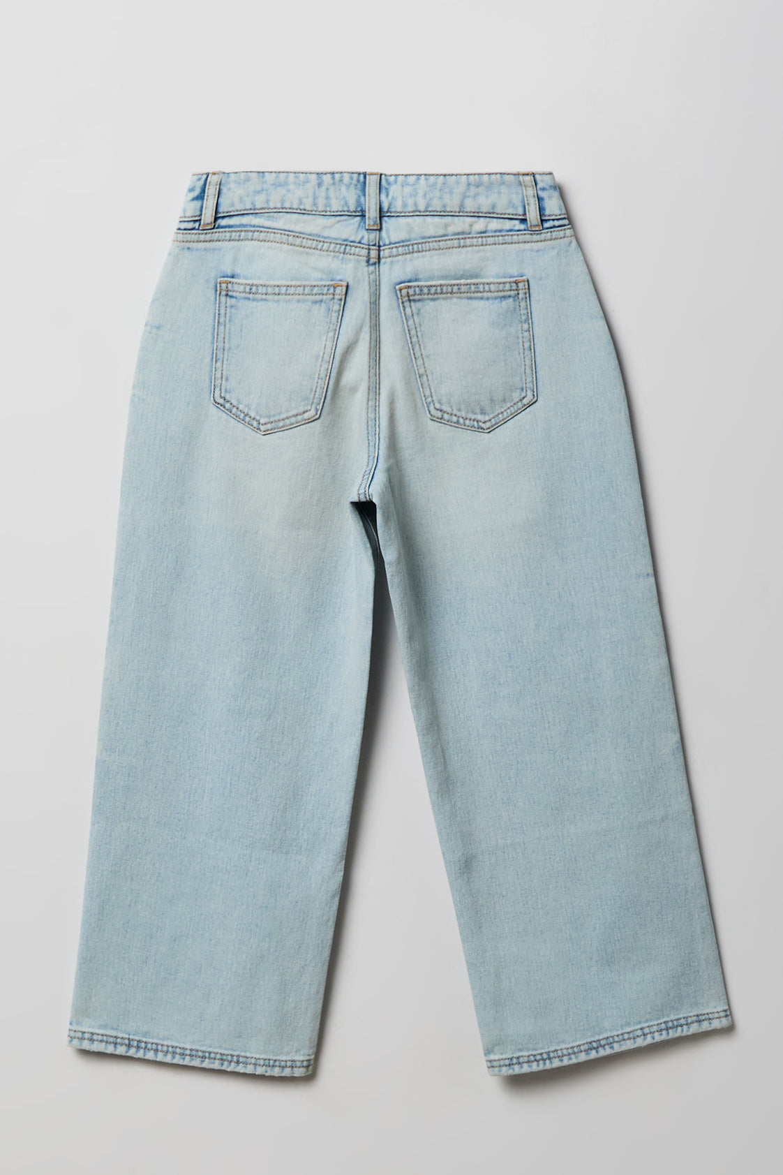 Alt View 2. Girls Ripped Mid Rise Super Baggy Light Jean - Baby Blue