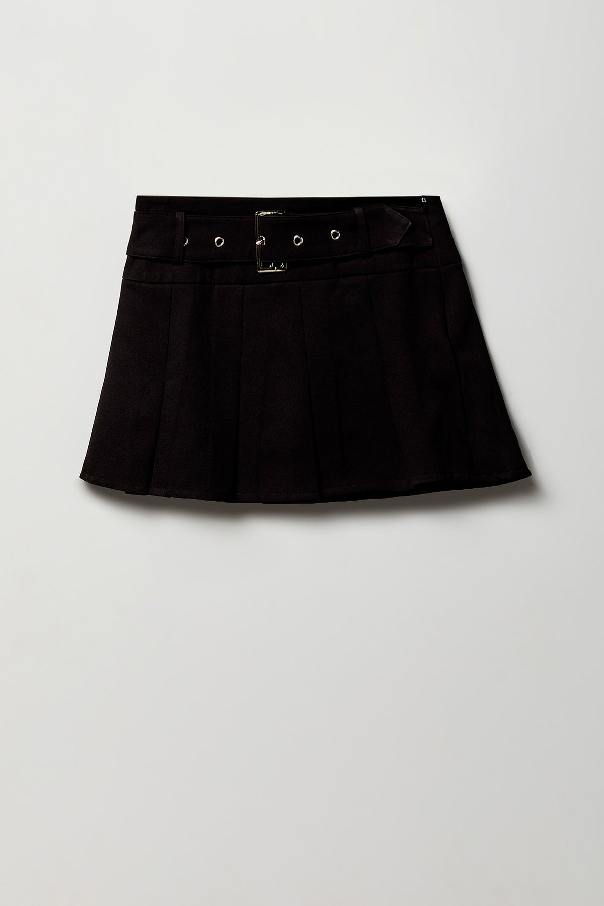 Girls Belted Pleated Skort - Black