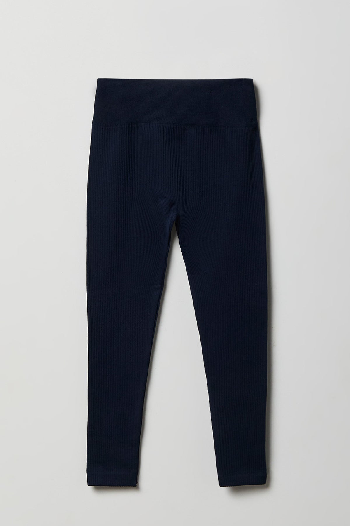 Alt View 2. Girls Seamless Ribbed Legging (2 Pack) - Navy