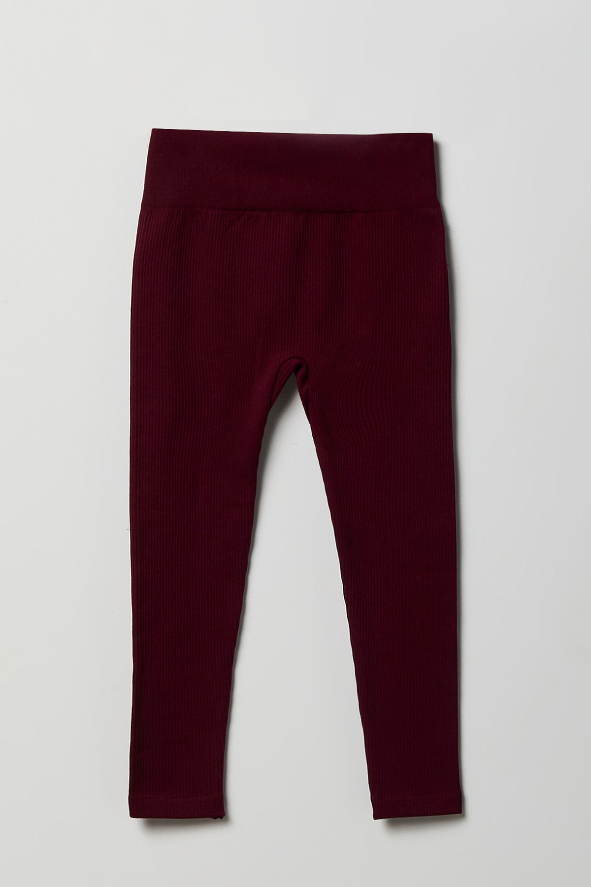 Alt View 2. Girls Seamless Ribbed Legging (2 Pack) - Burgundy