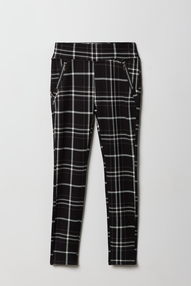 Legging à carreaux avec poche à glissière pour filles