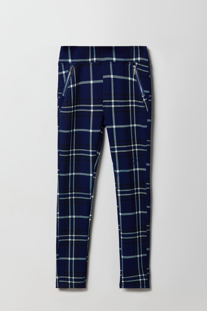 Legging à carreaux avec poche à glissière pour filles
