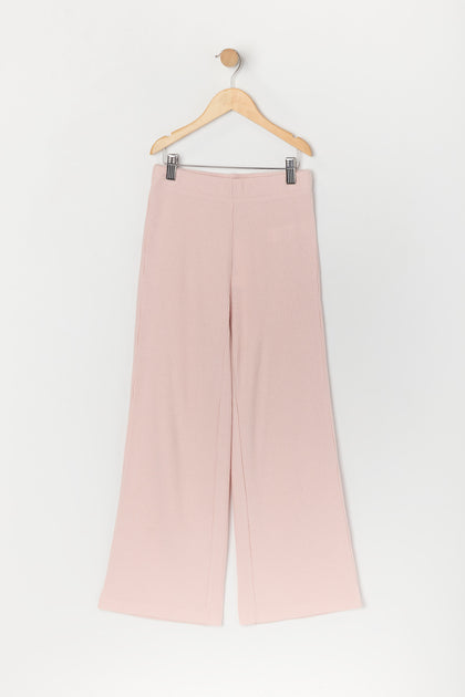 Girls Ribbed Knit Wide Leg Pant