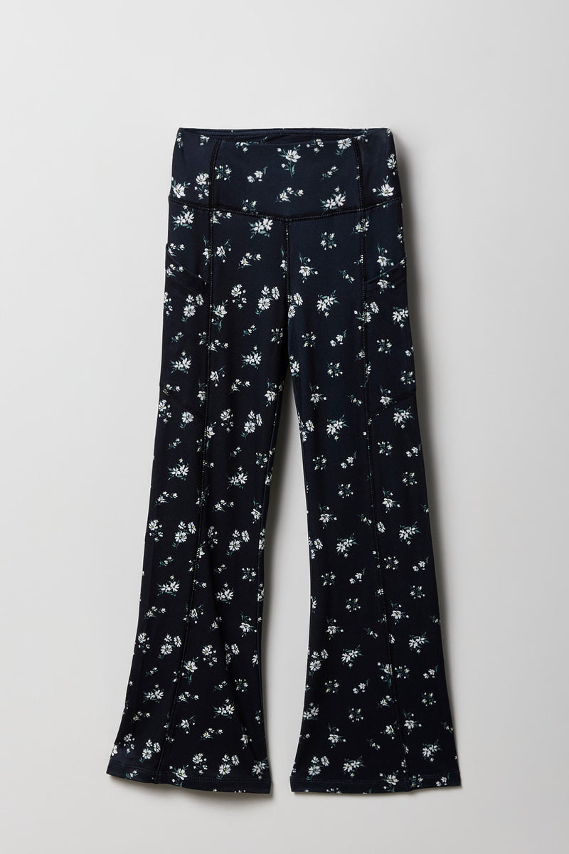 Legging évasé avec poche latérale et motif floral pour filles
