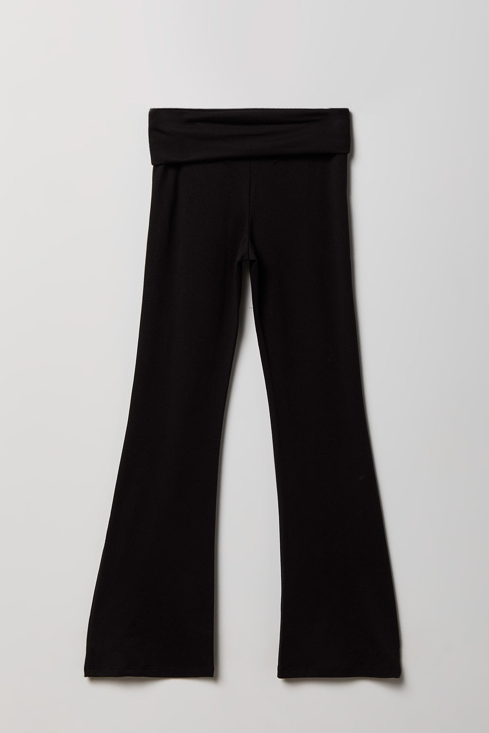 Alt View 2. Girls Foldover Waist Flare Legging - Black