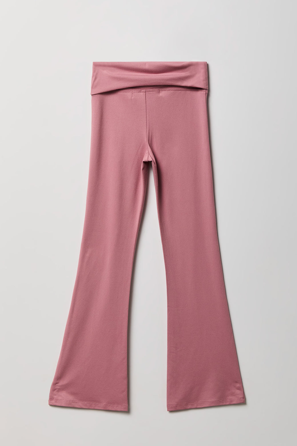 Alt View 2. Girls Foldover Waist Flare Legging - Mauve