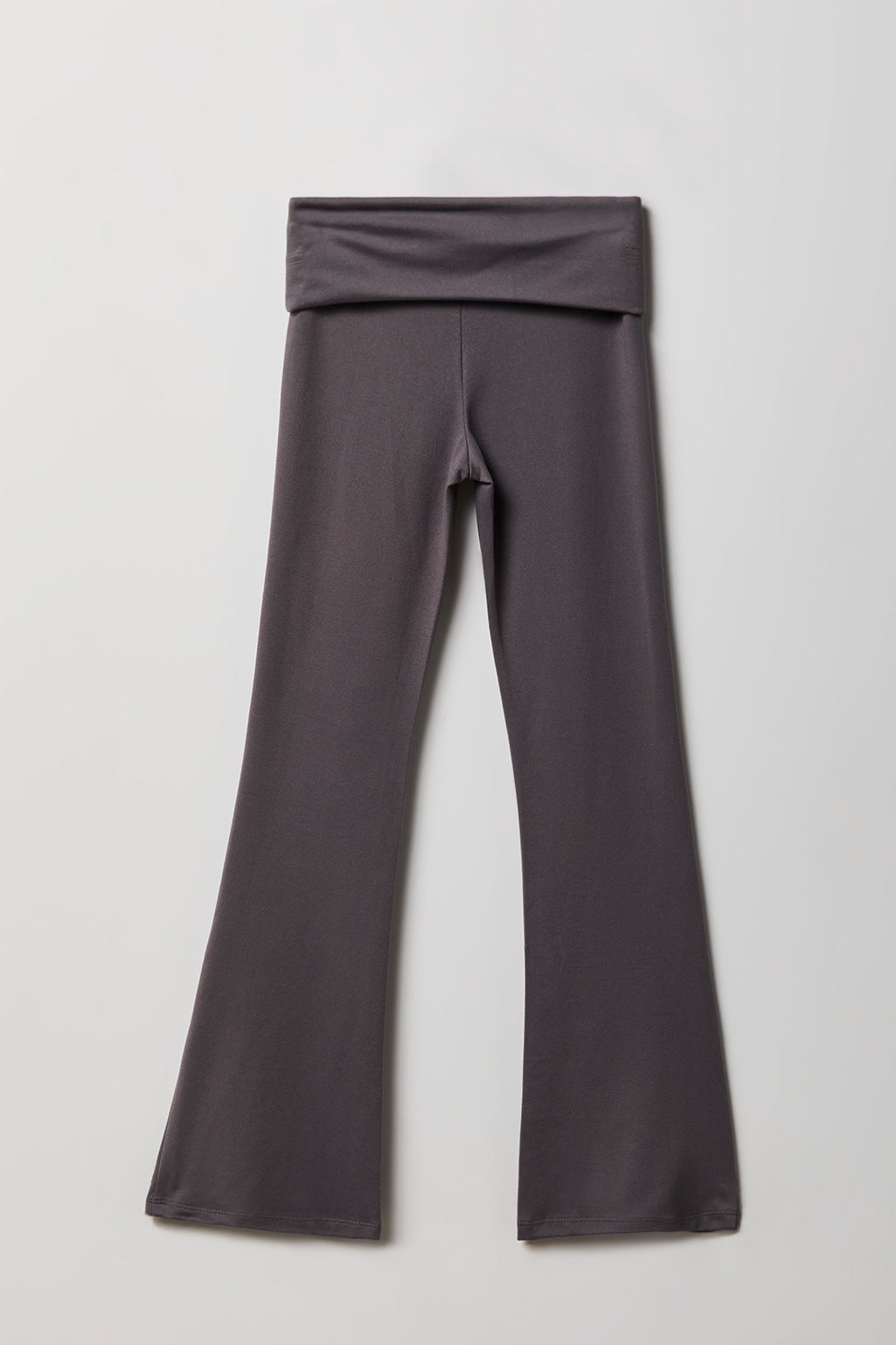 Alt View 2. Girls Foldover Waist Flare Legging - Dark Grey