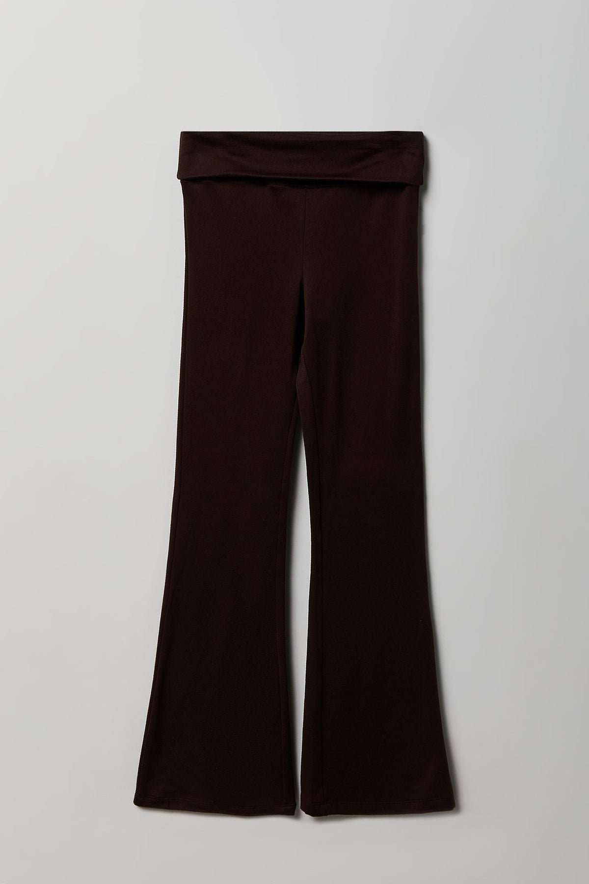 Girls Foldover Waist Flare Legging - Brown