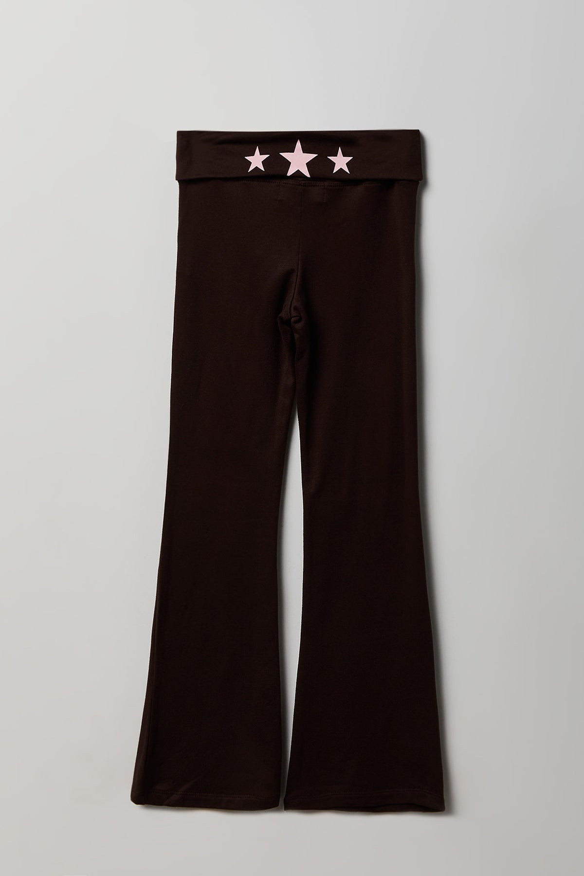 Alt View 2. Girls Foldover Waist Flare Legging - Brown