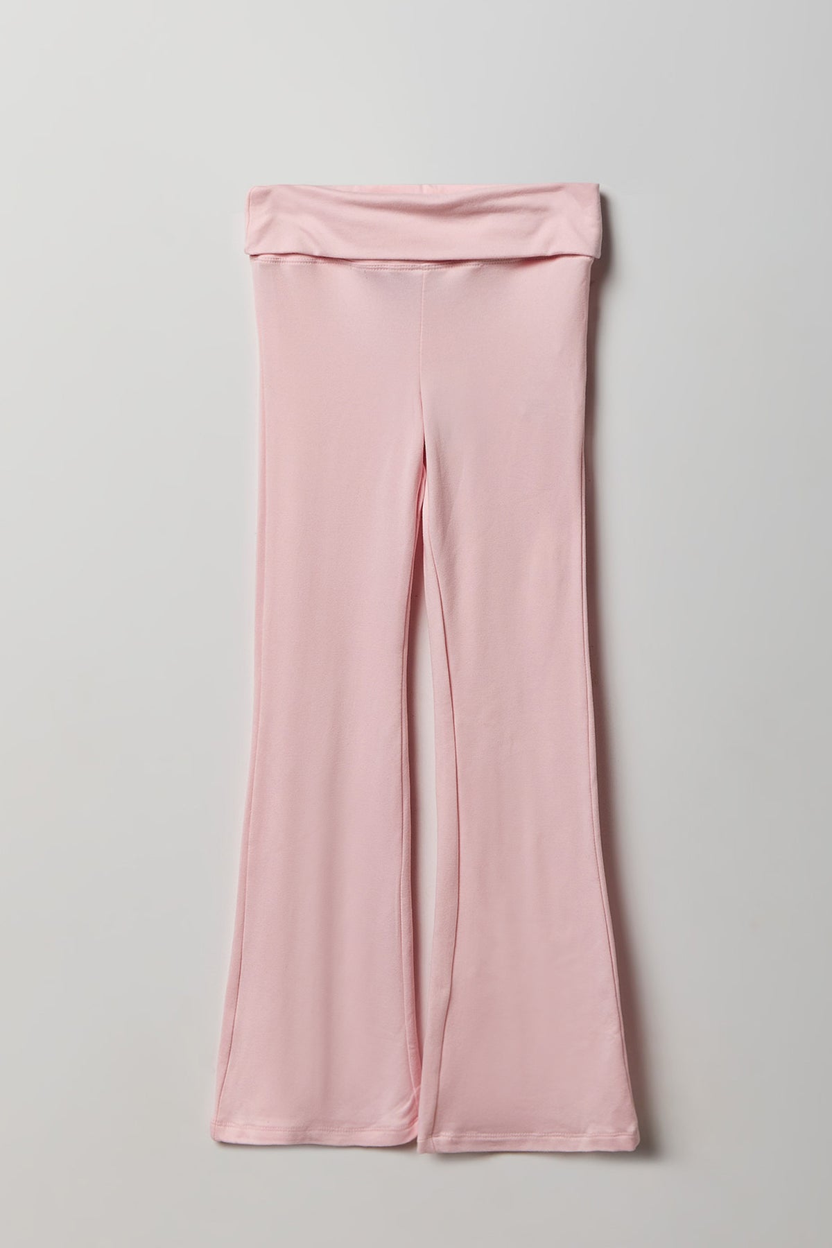 Girls Foldover Waist Flare Legging - Pink