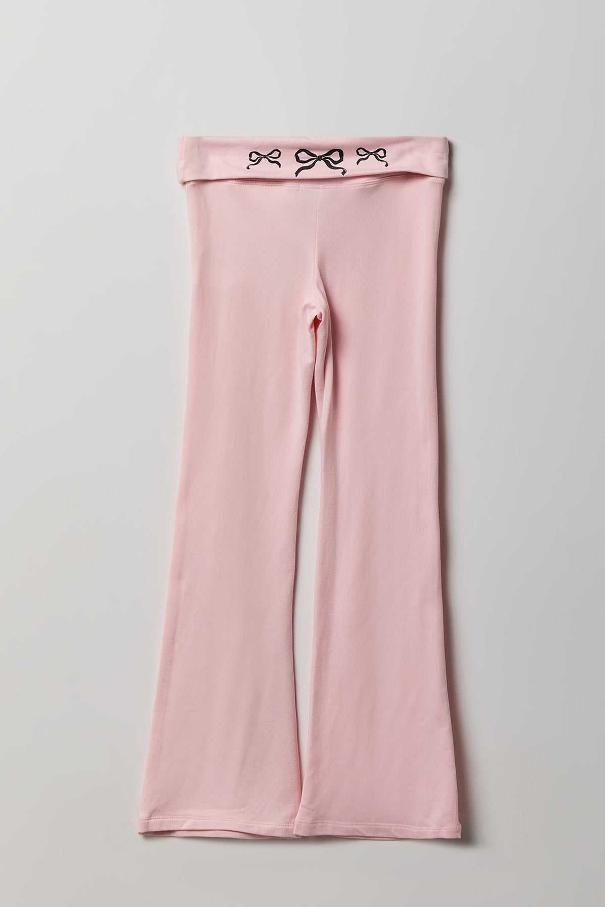 Alt View 2. Girls Foldover Waist Flare Legging - Pink