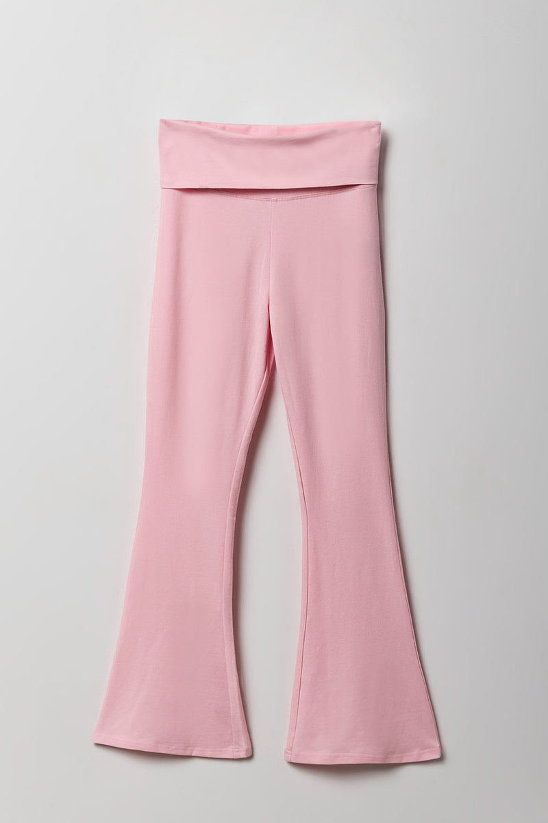Legging évasé à taille repliée et jambe évasée pour filles