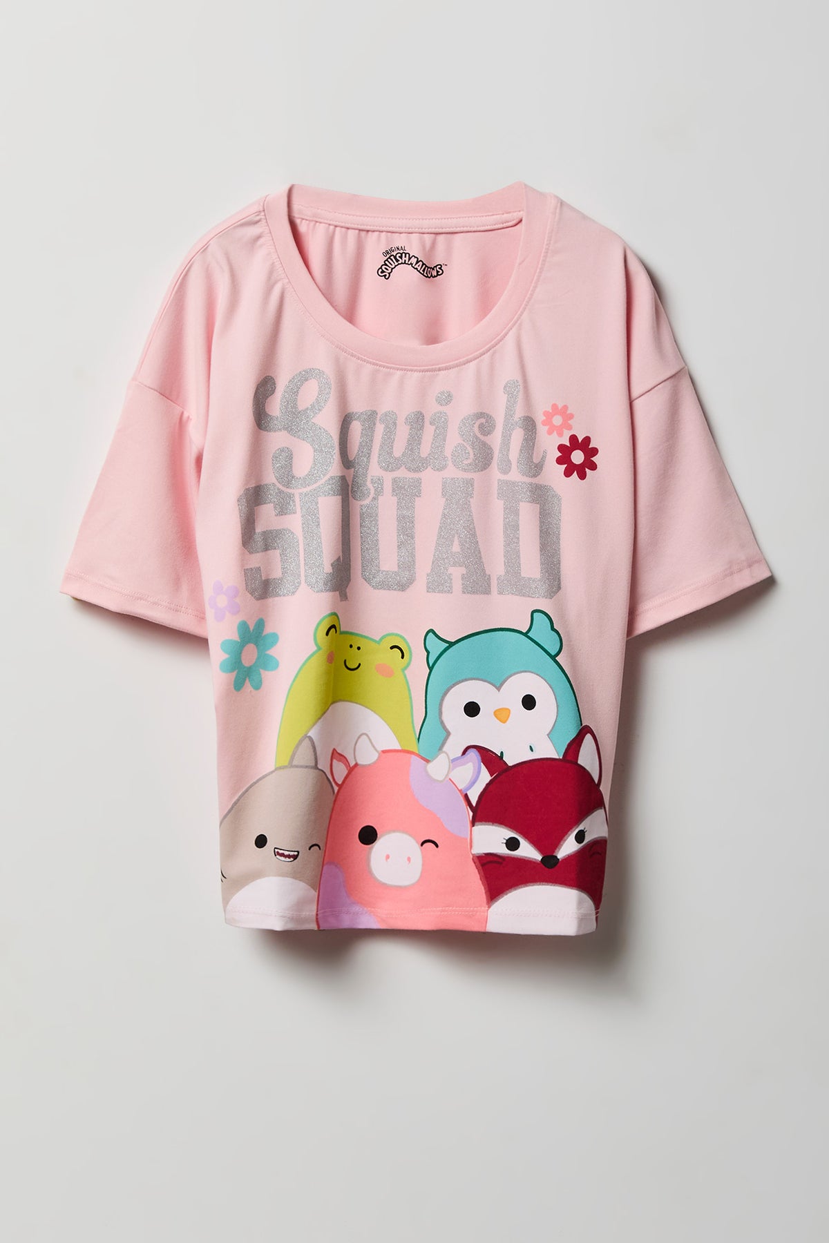 Alt View 2. Girls Squish Squad Graphic T-Shirt & Short Pajama Set - Light Pink